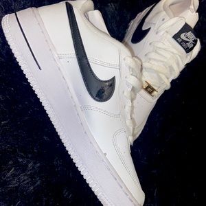 Nike Air Force 1 Black Swoosh with Gold Detail